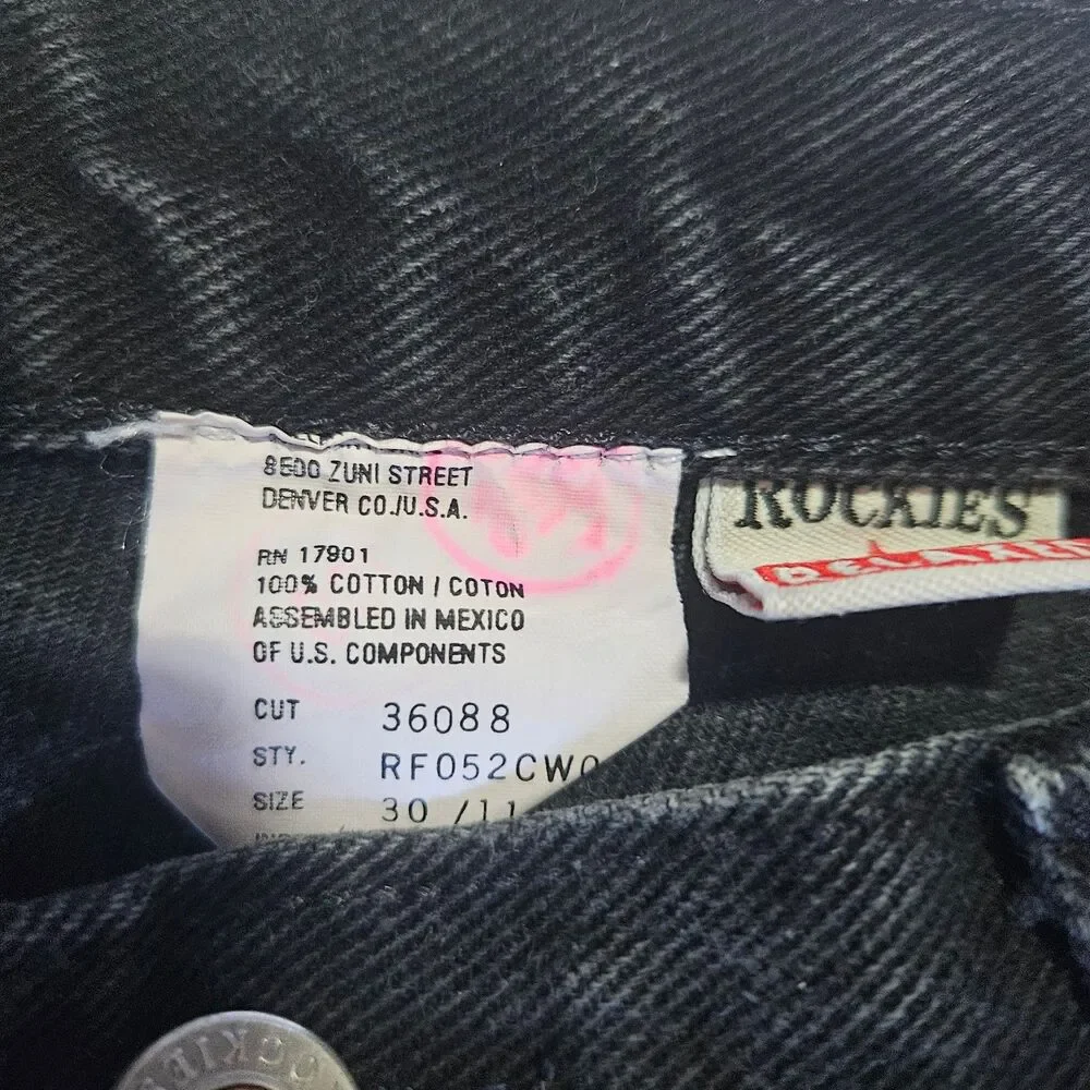 VTG ROCKIES Baggie Relaxed High Rise Jeans Womens Size 10 Tapered Black Baseball